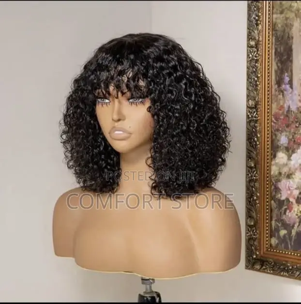 Fringe Curly Human Hair Black