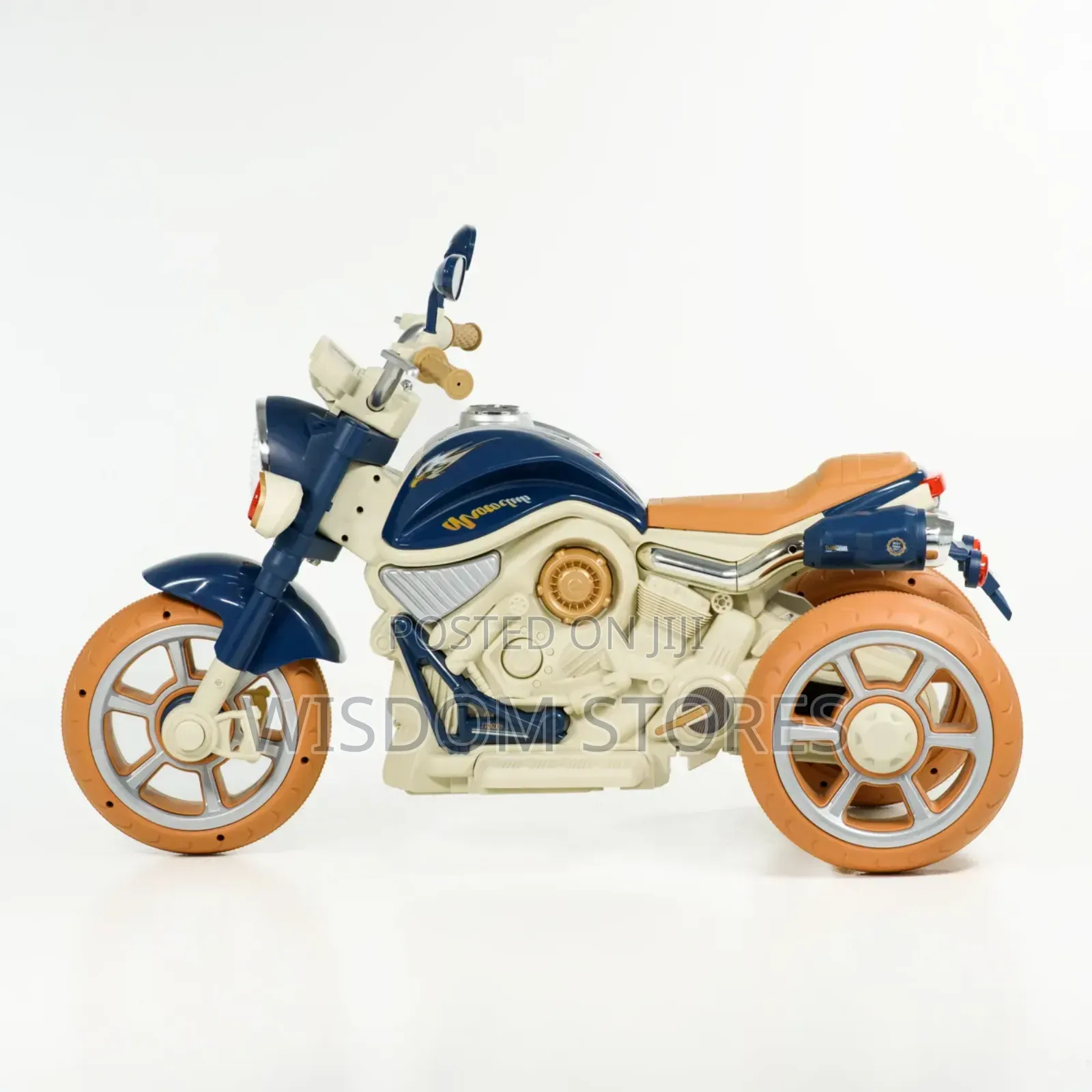 Large 12v Battery-Powered Chopper Kids' Motorcycle With Music