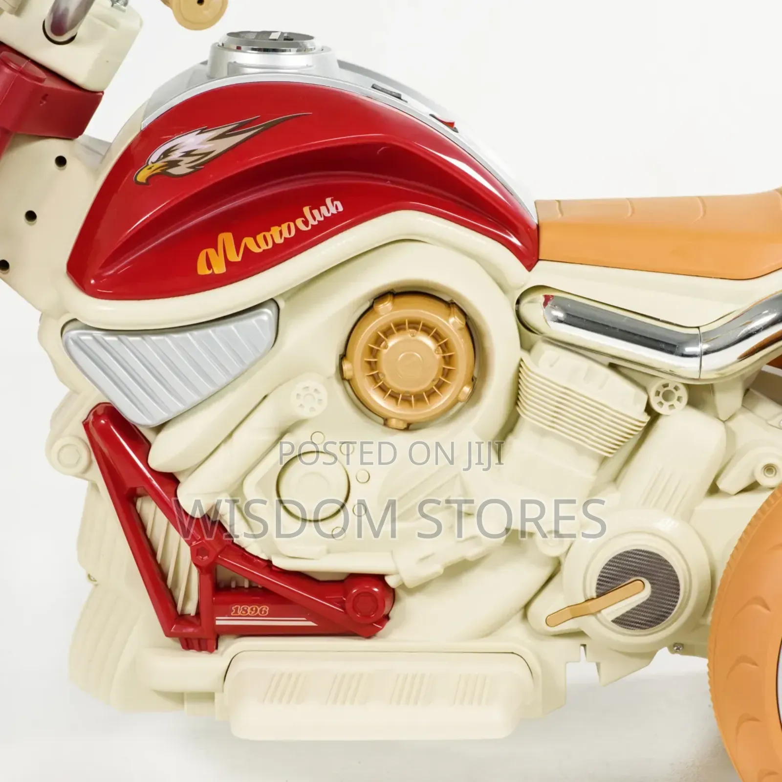 Large 12v Battery-Powered Chopper Kids' Motorcycle With Music