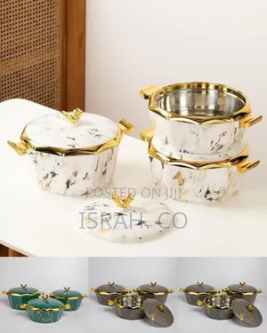 3-Piece Luxury Marble-Patterned Insulated Serving Casserole Set