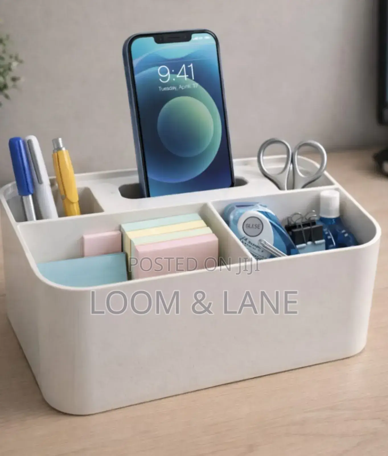 Minimalist White Plastic Desk Organizer