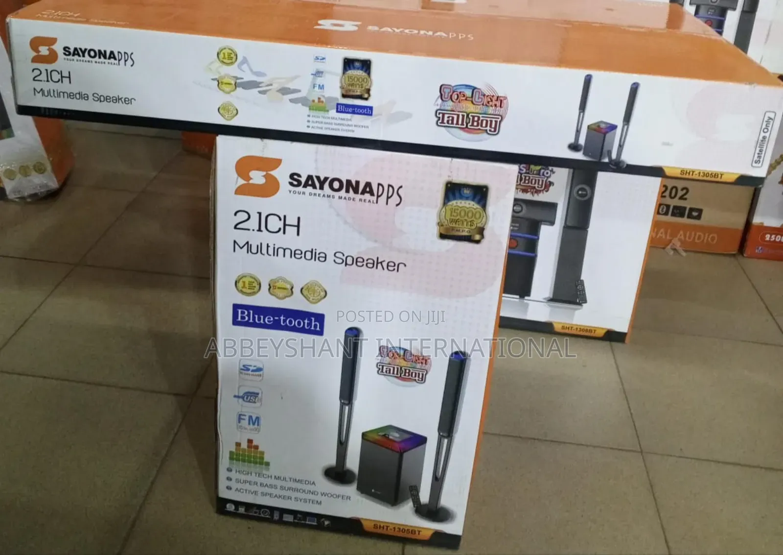 Sayona 2.1 Channel Subwoofer /Tall-Boy Satellite Speakers.