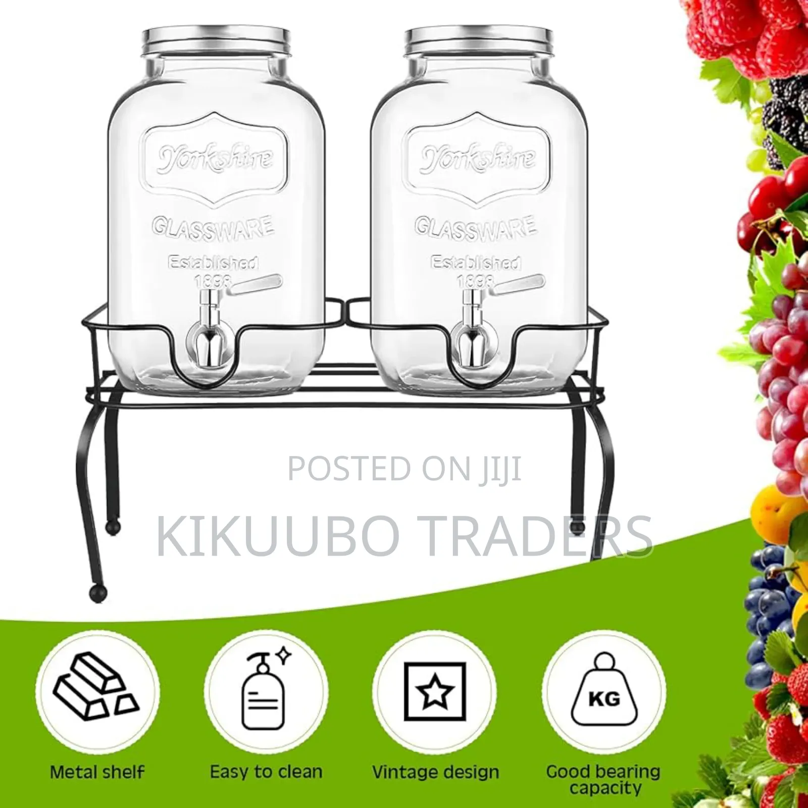 1 Gallon Glass Drink Dispensers 4+4l
