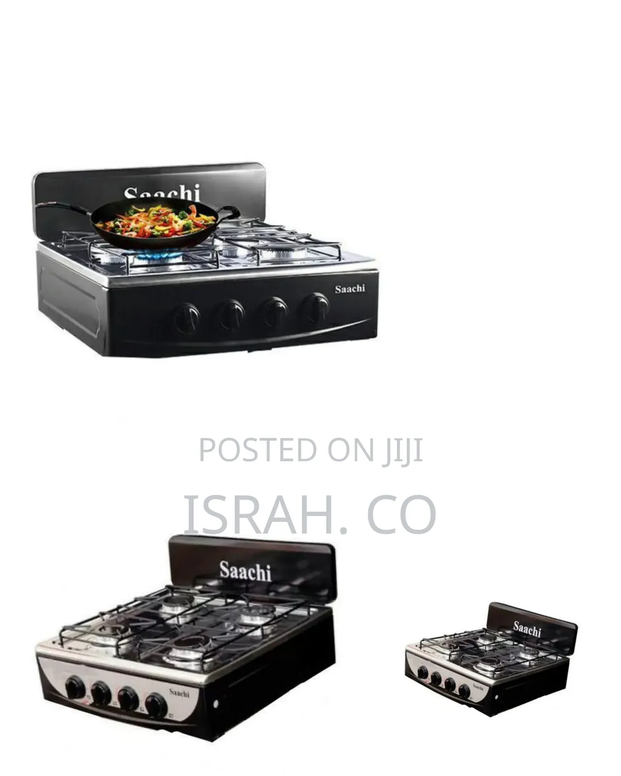Saachi 4-Burner Tabletop Gas Cooktop With Protective Lid - Multicolor