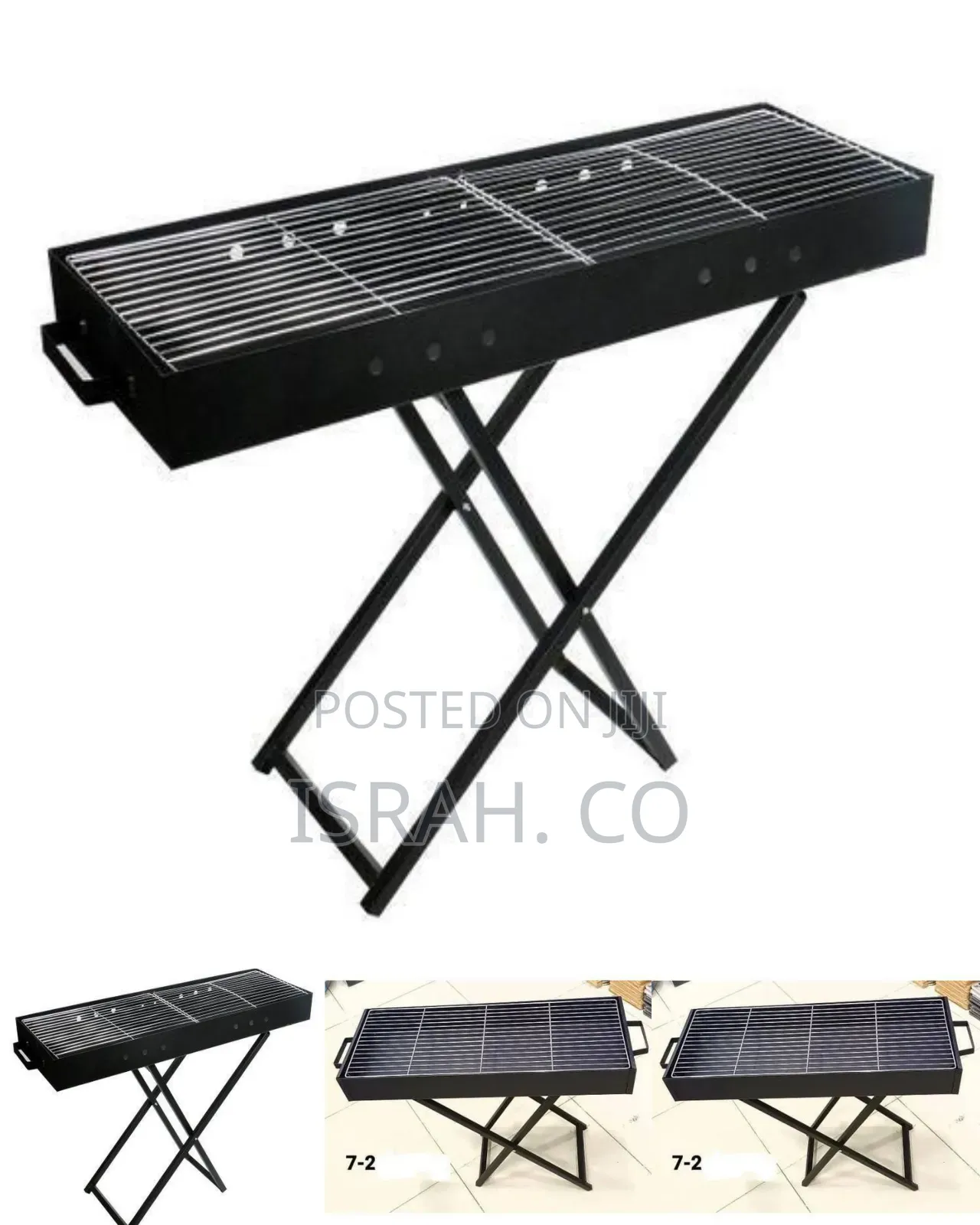 Portable Rectangular Charcoal Barbecue Grill With Folding Stand