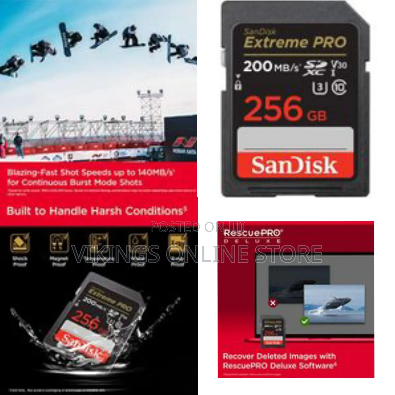 Sandisk 256gb Extreme Pro SDXC Uhs-I Memory Card -C10, U3, V30, Uhd