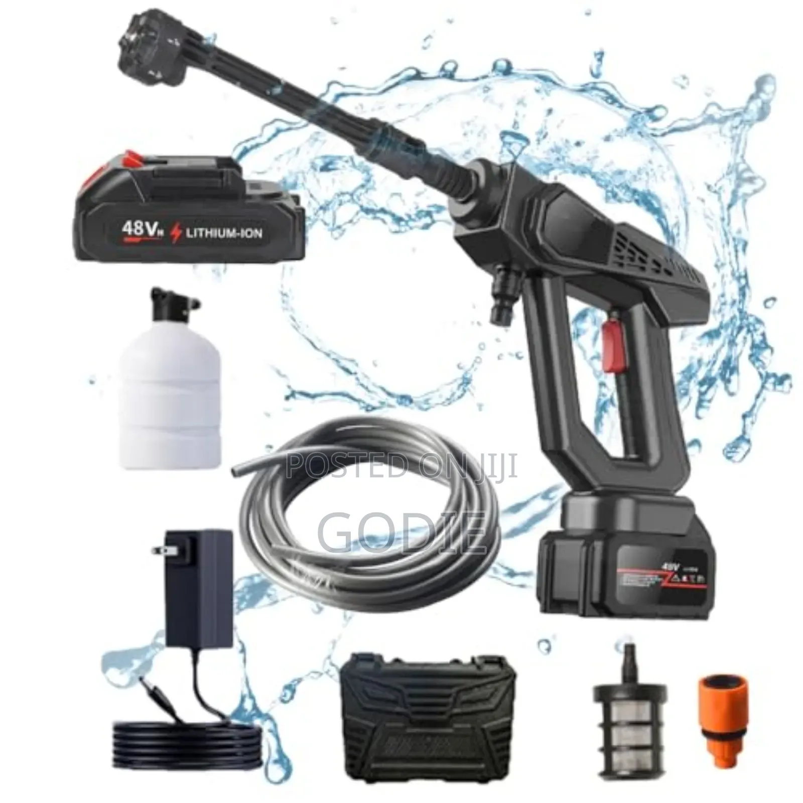 Portable Cordless High-Pressure Cleaner, Heavy-Duty 2 Batteries.