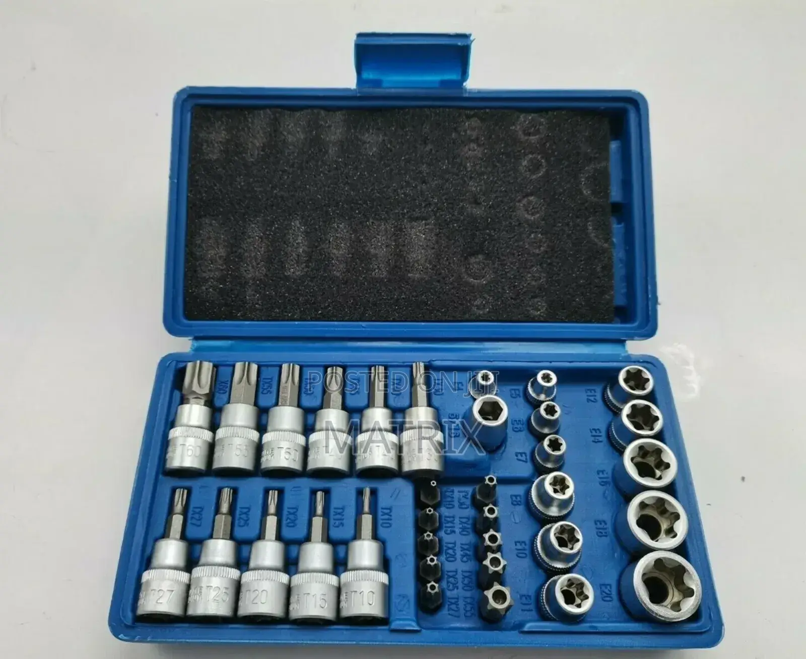 34pc Torx Bit Socket and E-Torx Star Socket Set (Allen Key Driver)