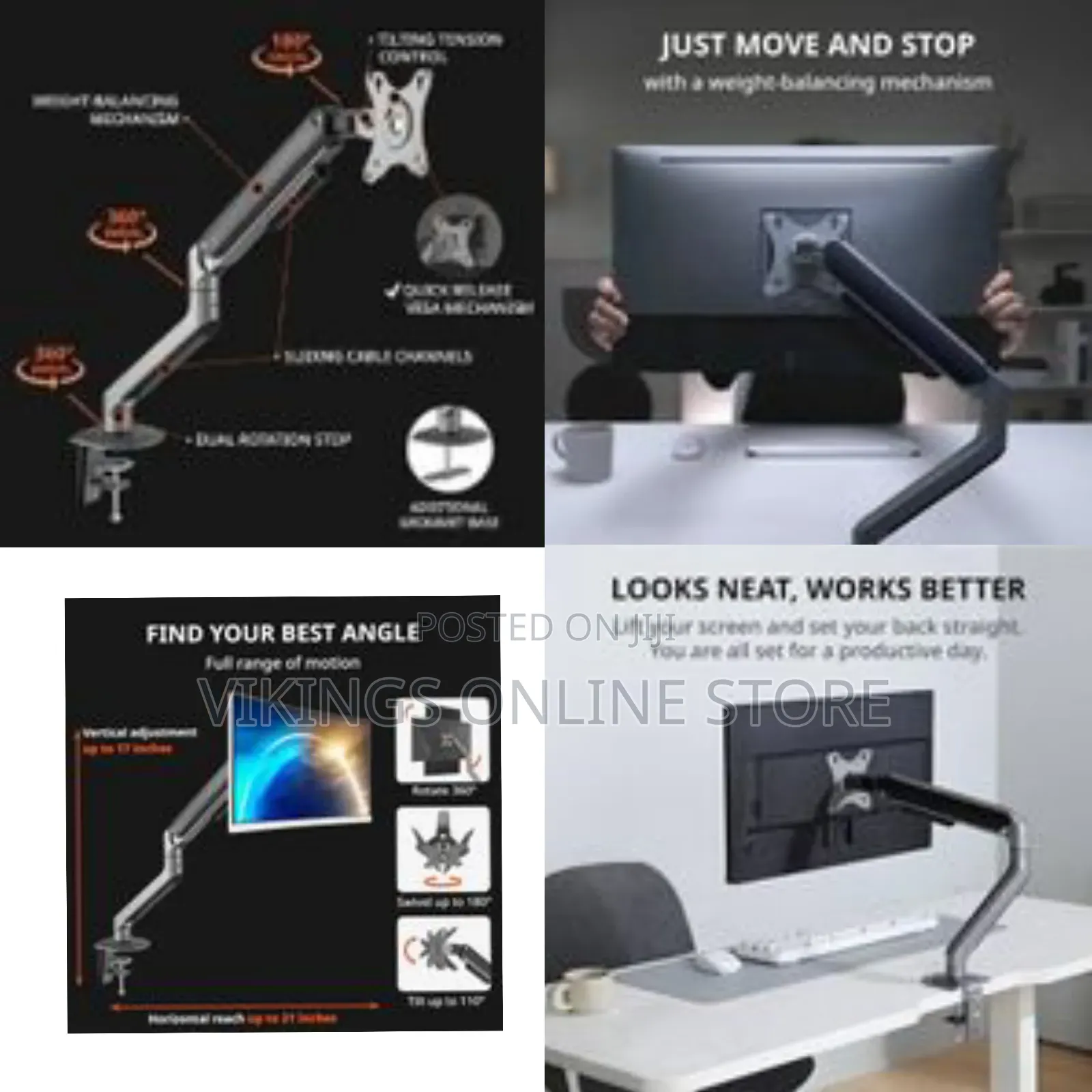 Single Monitor Mount, Holds Screens Up to 32 Inches and 19.8 LBS