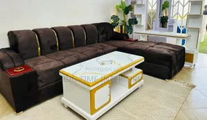 Finest Comfortable Brown Lsofa With Stickers