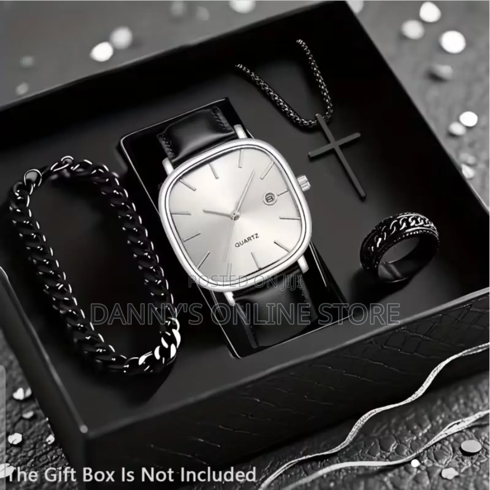 4pcs Men's Fashion Sports Quartz Watch Bracelet Set With