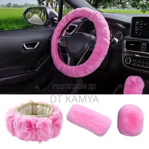 3pcs Fashion Fluffy Wool Set Car Accessories - Steering Gear Covers