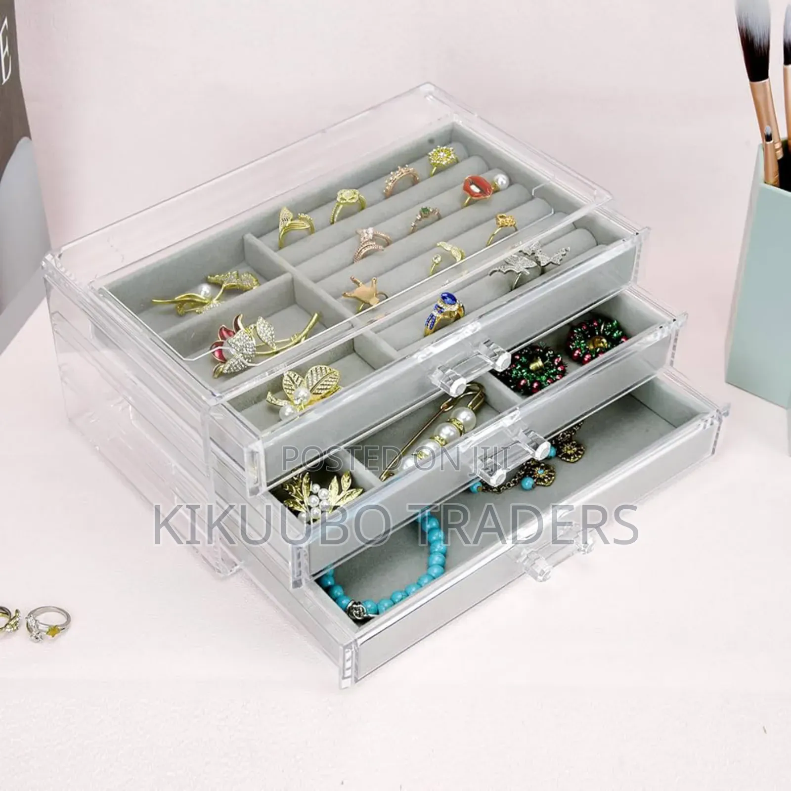Clear Acrylic Jewelry Box 3 Layers Jewelry Trays