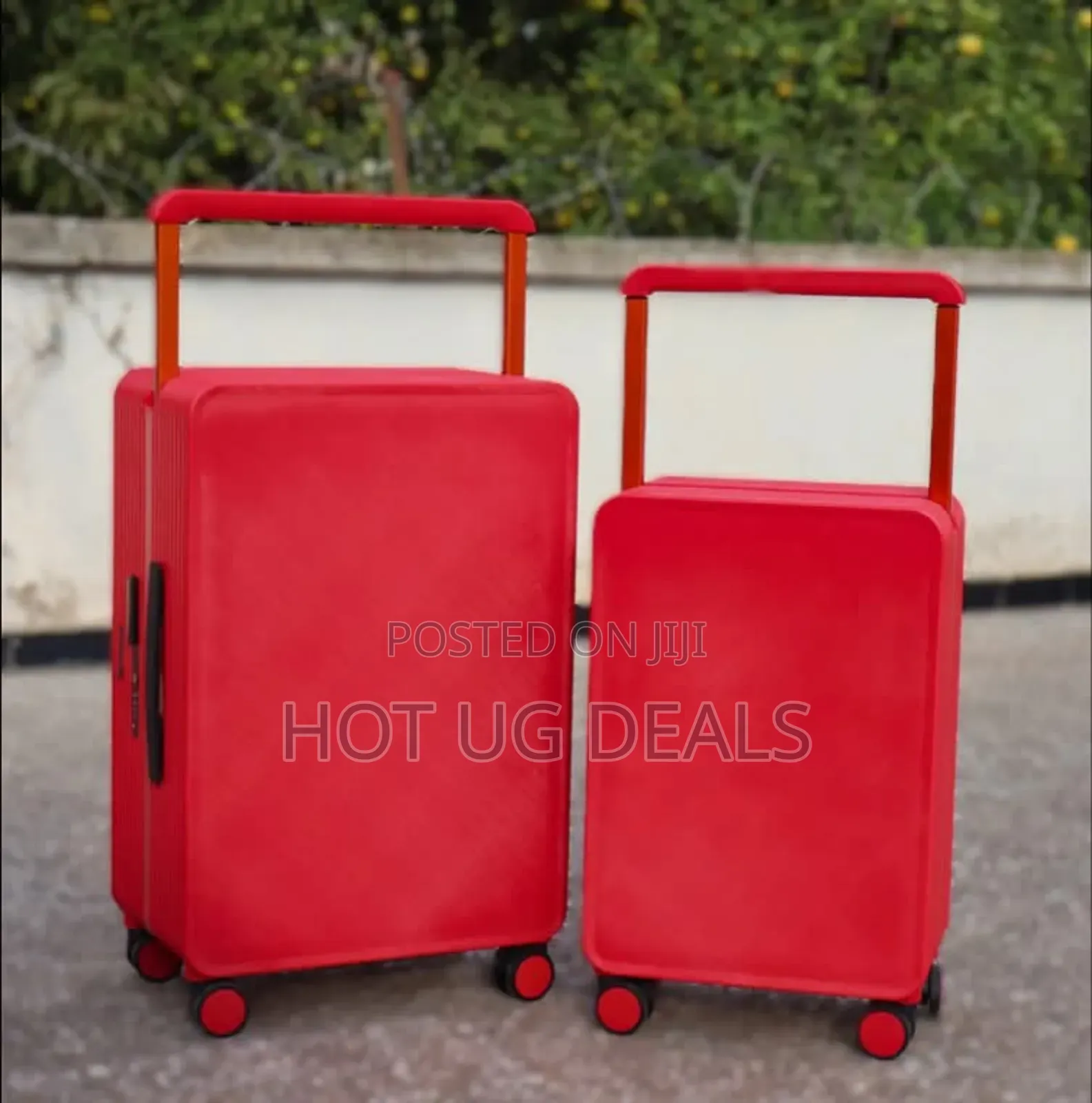 Leaves King Black Wide Handle Suitcase - 2set
