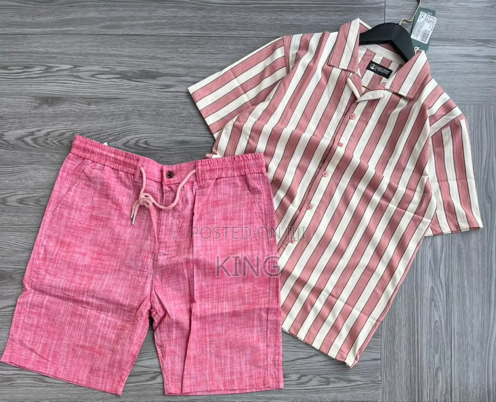 Men's Casual Apparel. Stripe Shirt and Linen Short