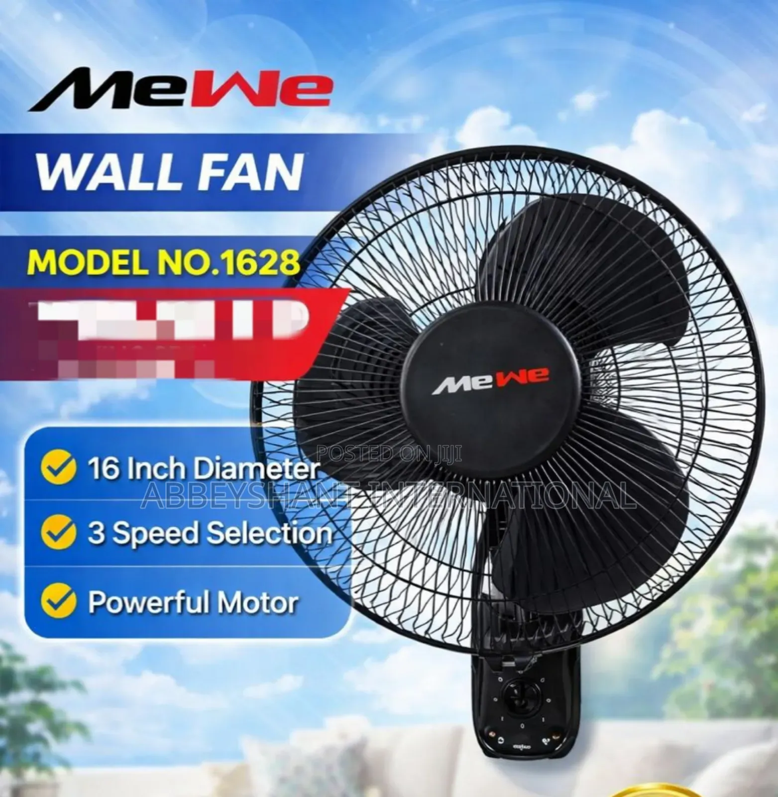 Mewe Metallic Grill Wall Fan/Low Noise Operation Wall Fan