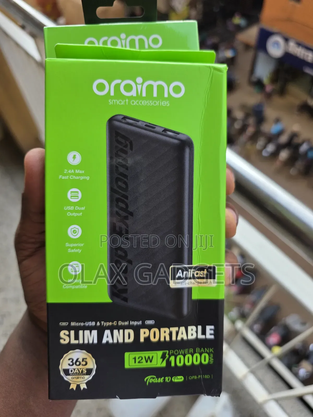 Oraimo Toast 10 Flash (Opb-P118d) Is a 10,000mah Portable Power Bank