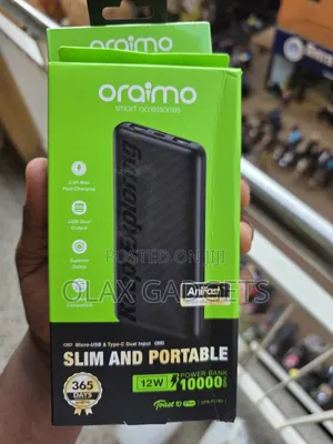 Oraimo Toast 10 Flash (Opb-P118d) Is a 10,000mah Portable Power Bank
