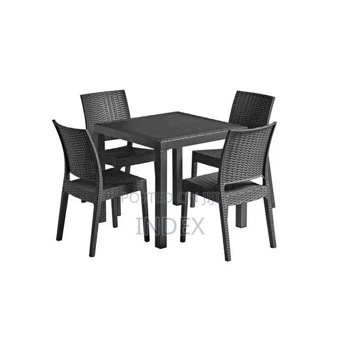 Elegant Four-Seater Plastic Chair and Table Set – Indoor Outdoor Use