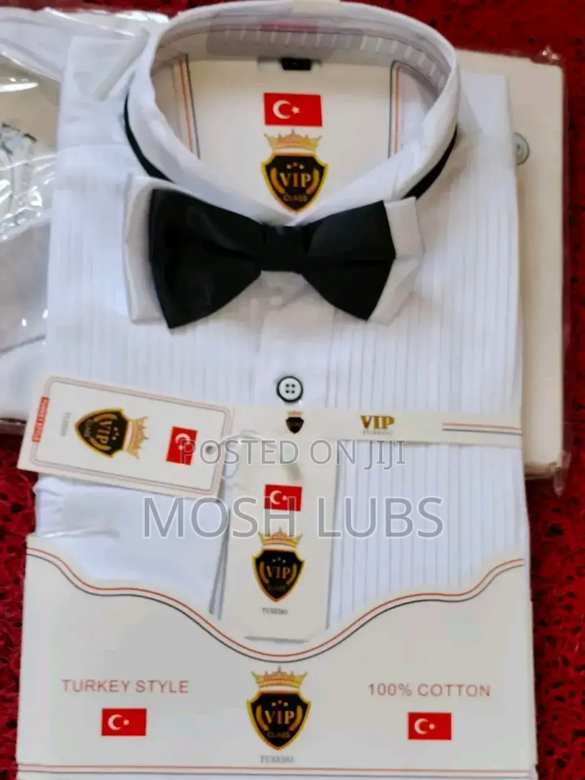 Plain Tuxedo Shirts in White With Bowties