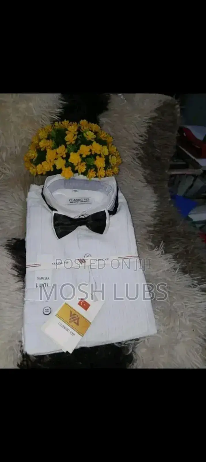 Plain Tuxedo Shirts in White With Bowties