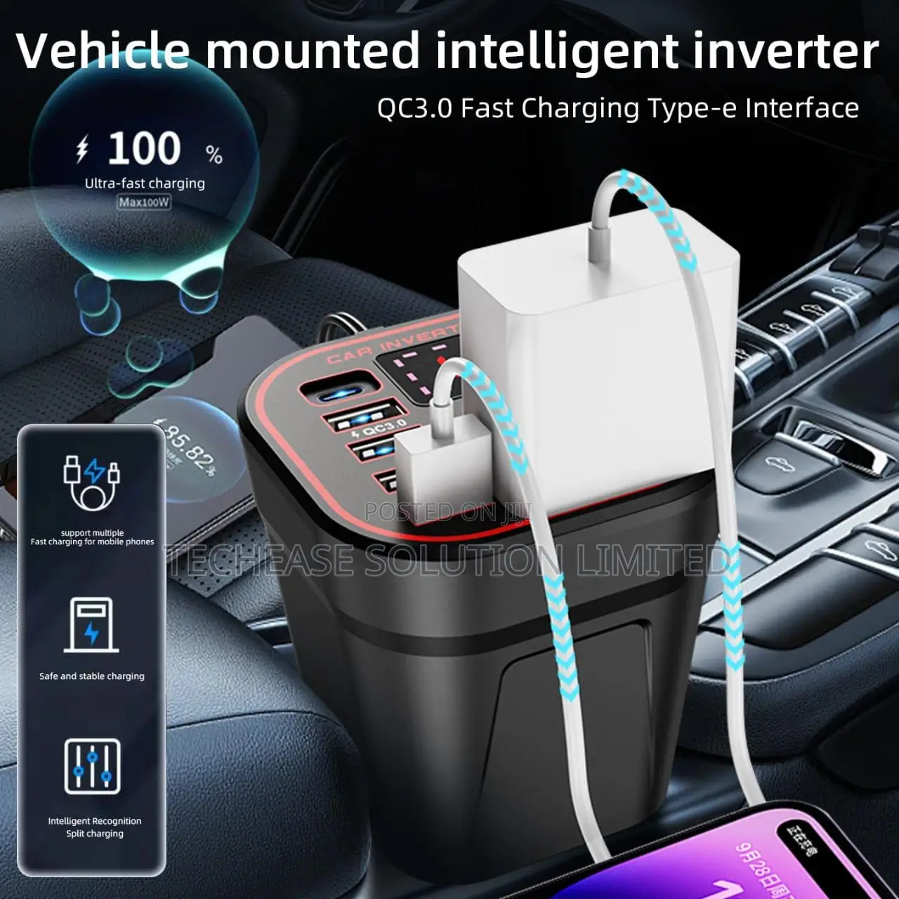 Car Charger 12v24v Conversion 220v Fast Charging High Power Inverter