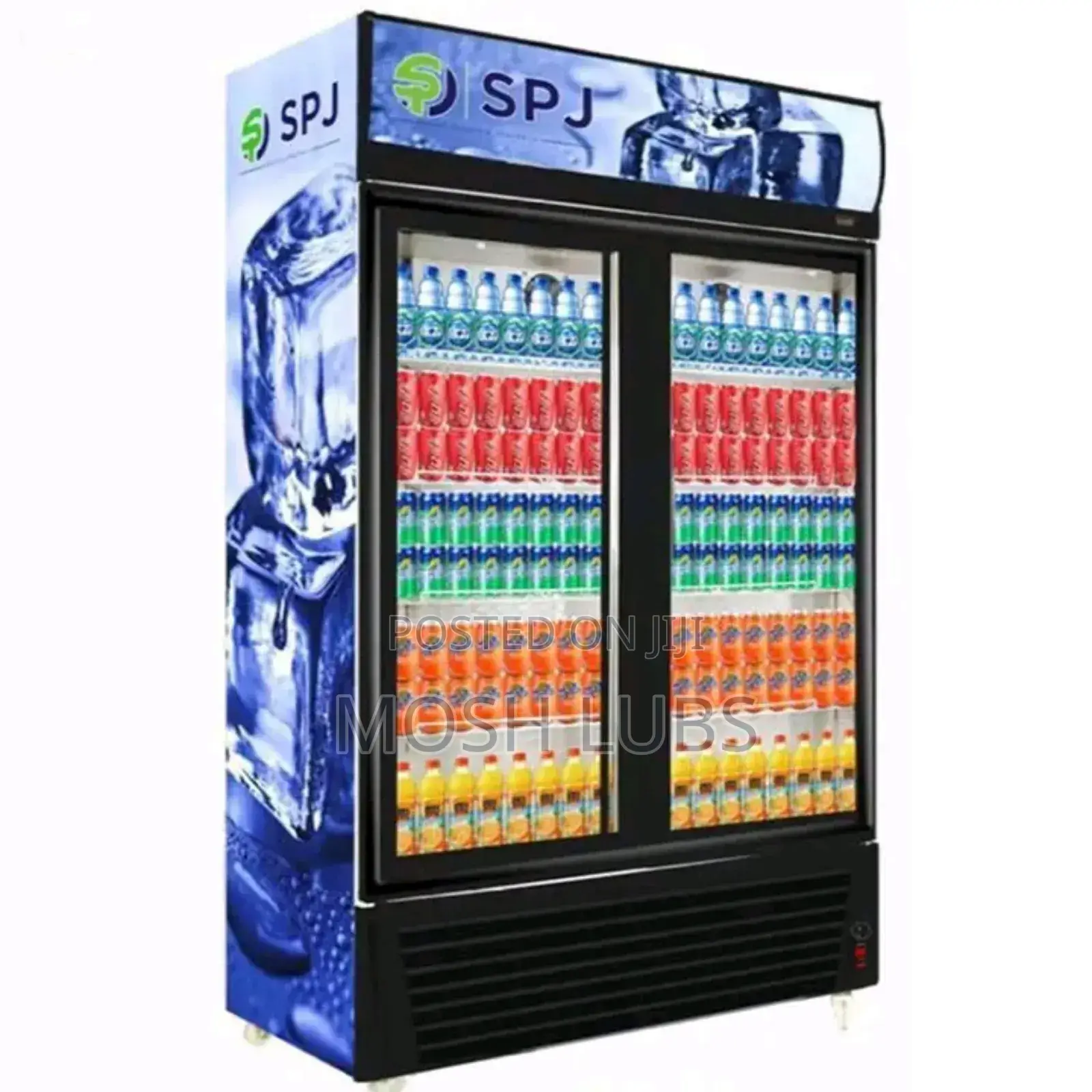 Spj 380l Showcase Beverage Chiller Double Door Refrigerator