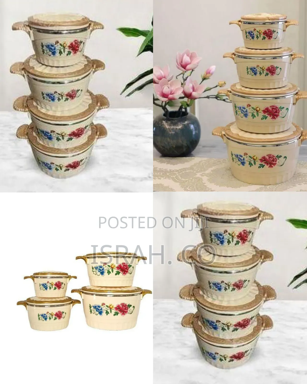 Premium Insulated Food Warmer Casserole Set With Floral Design