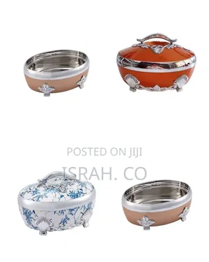 Ornate Insulated Food Warmer Casserole With Metallic Accents -