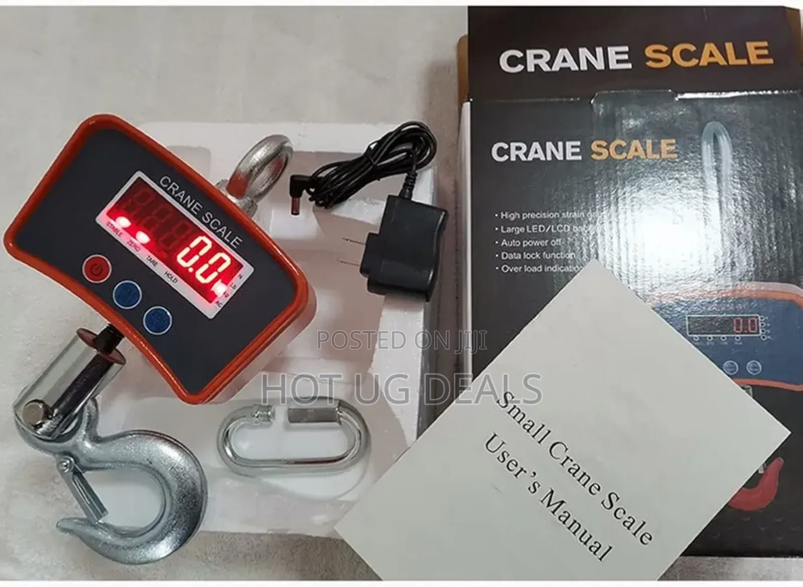 500kg Rechargeable Hanging Crane Weighing Scale - Black
