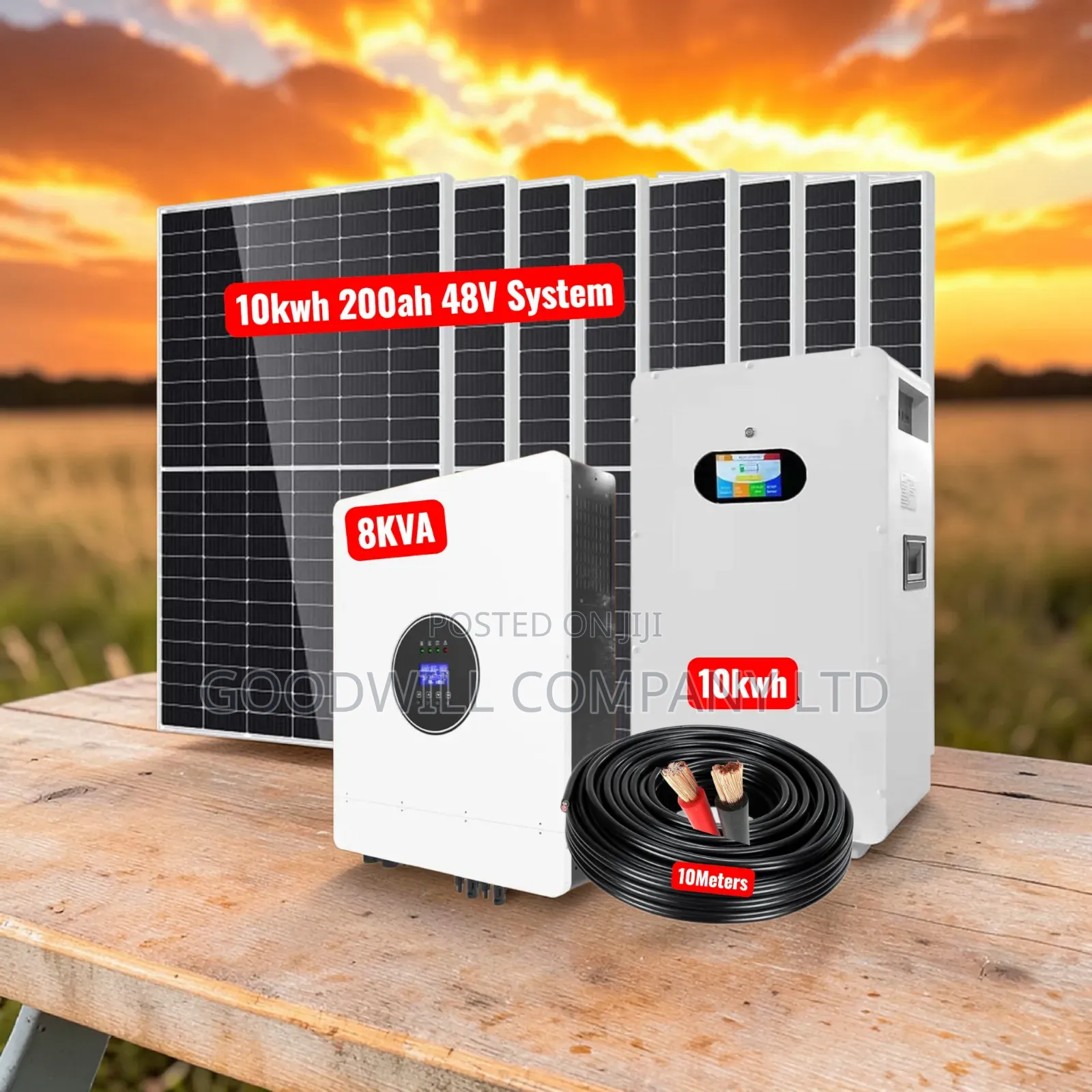 10kwh Lithium Solar System Full Kit (10kwh 200ah 48v, 8kva Hybrid 48v)