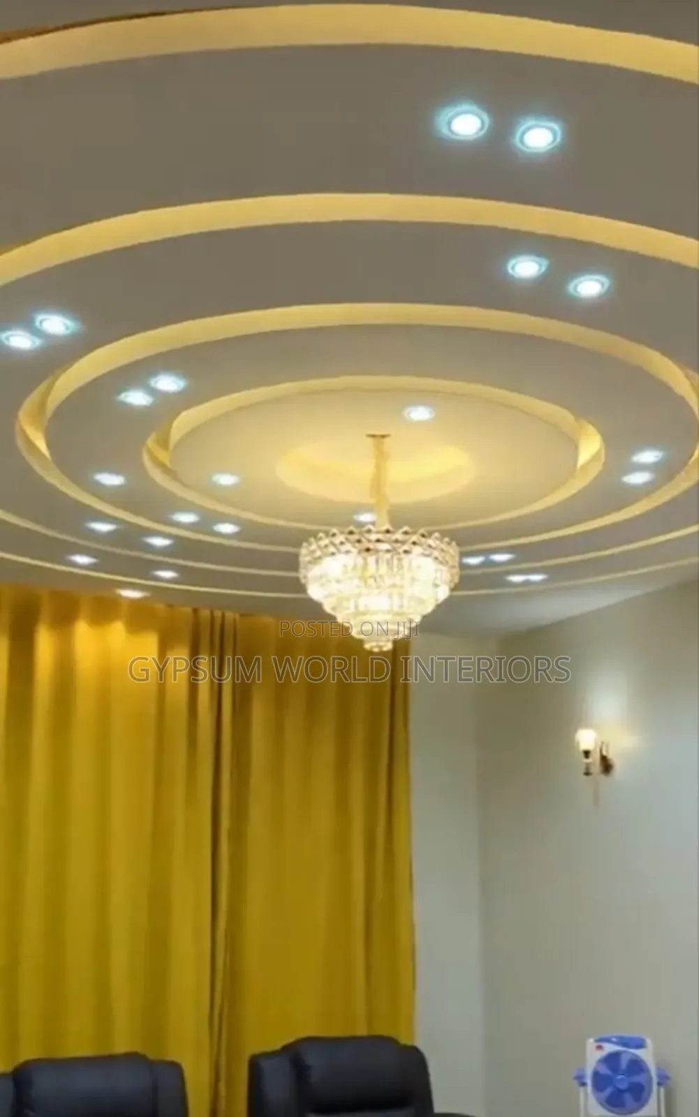 Gypsum Ceiling Circular Designs Livingroom