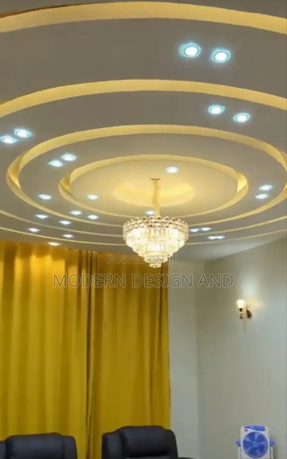 Gypsum Ceiling Circular Designs Livingroom