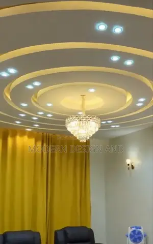 Gypsum Ceiling Circular Designs Livingroom