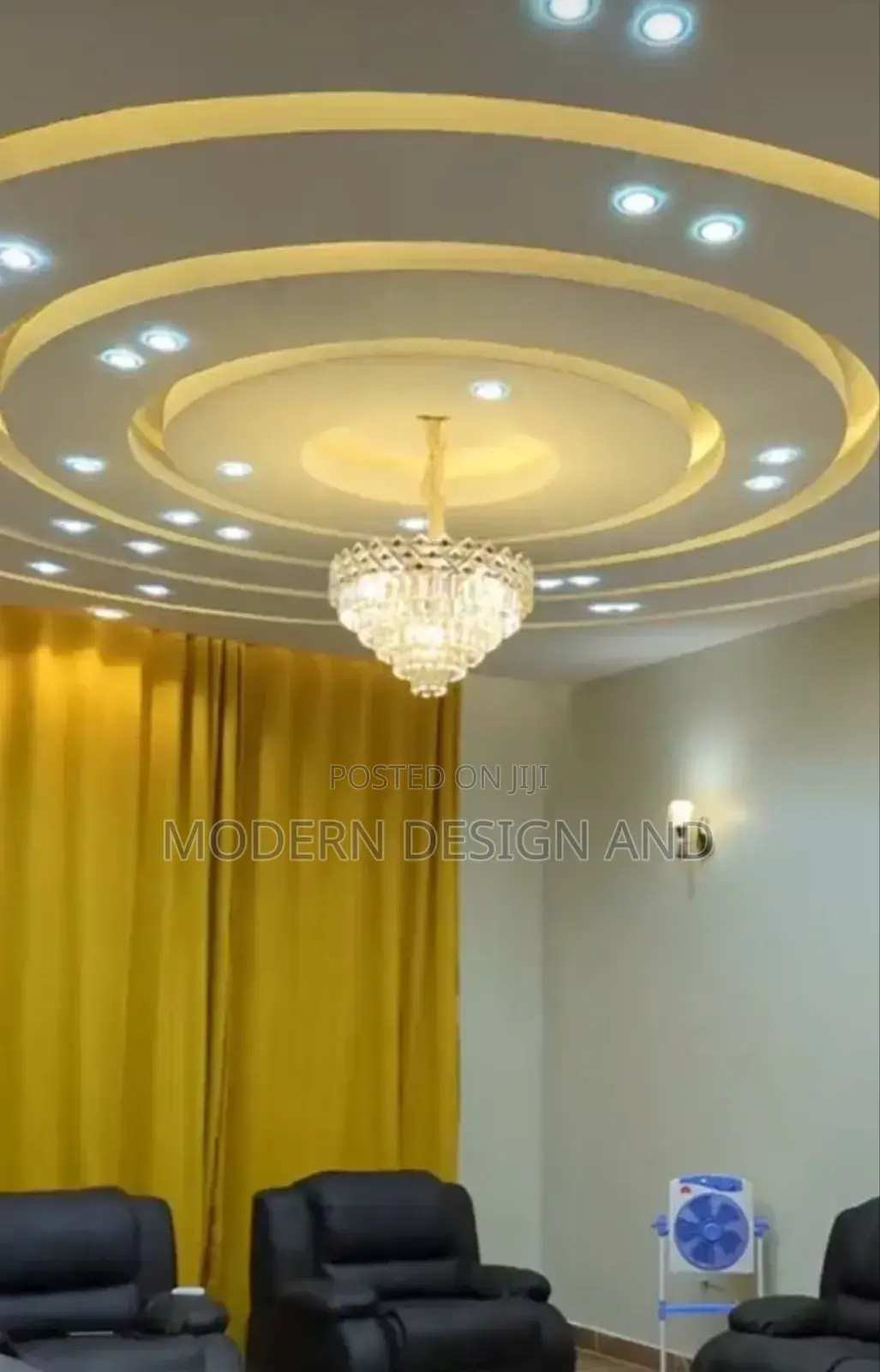 Gypsum Ceiling Circular Designs Livingroom