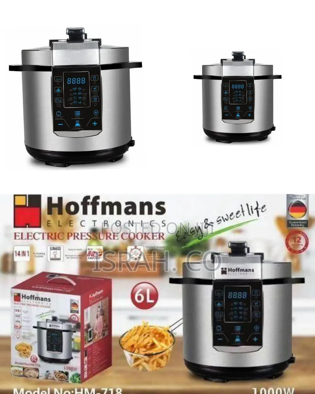 Hoffmans Electric Pressure Cooker, 6l - Grey