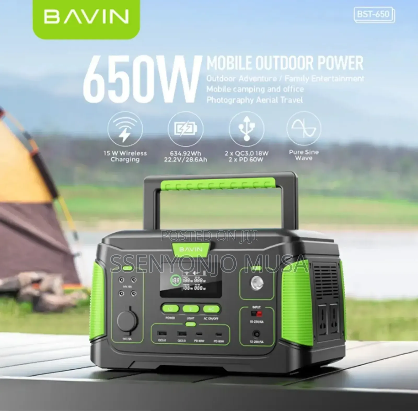 Bavin BST-650 Portable Power Station 650w – Outdoor Solar Generator.