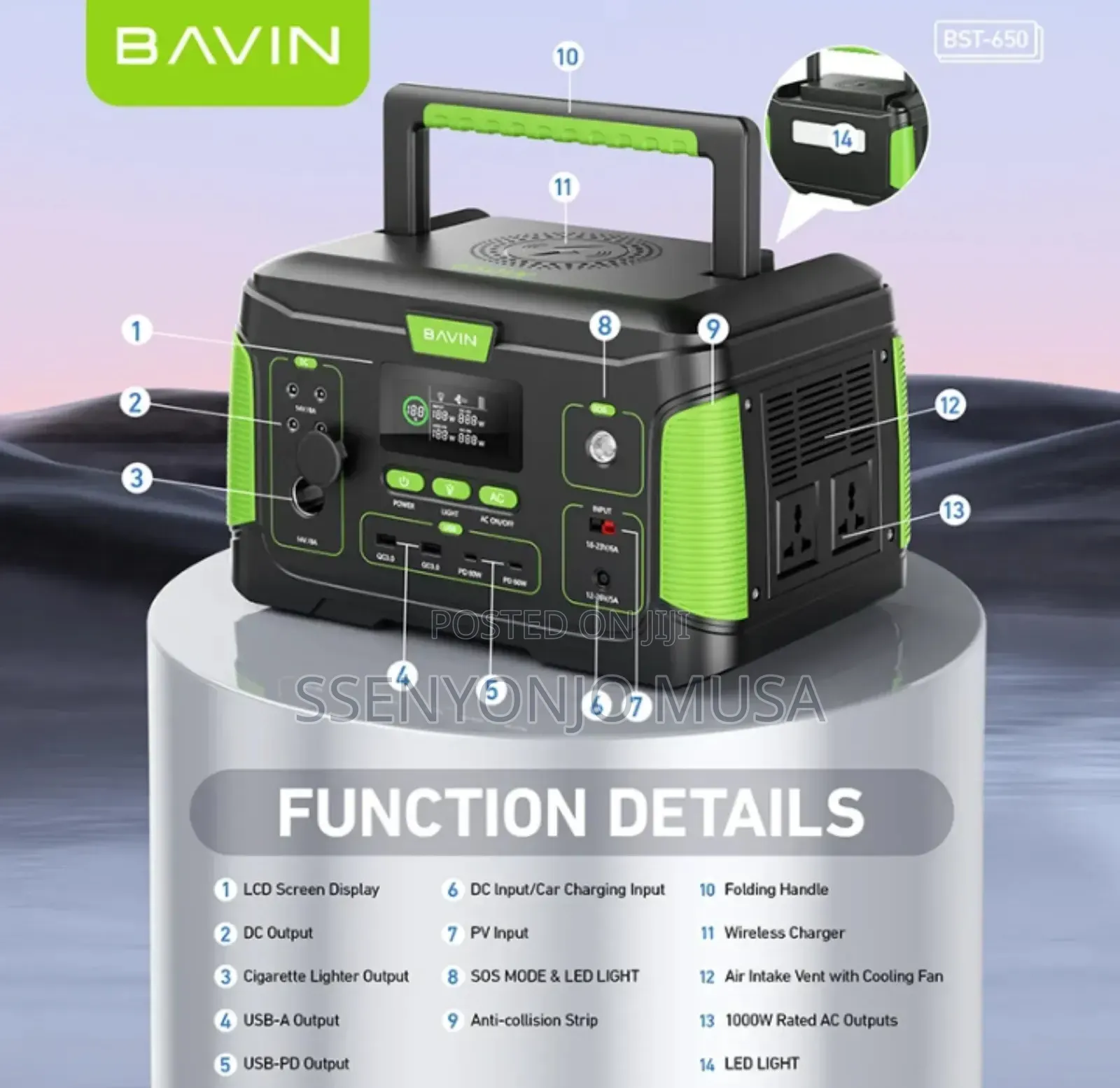Bavin BST-650 Portable Power Station 650w – Outdoor Solar Generator.