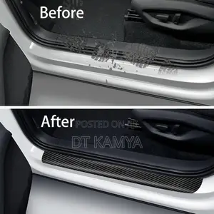 Carbon Fiber Vinyl Car Door Sill Protectors / Trim Scratch Protector