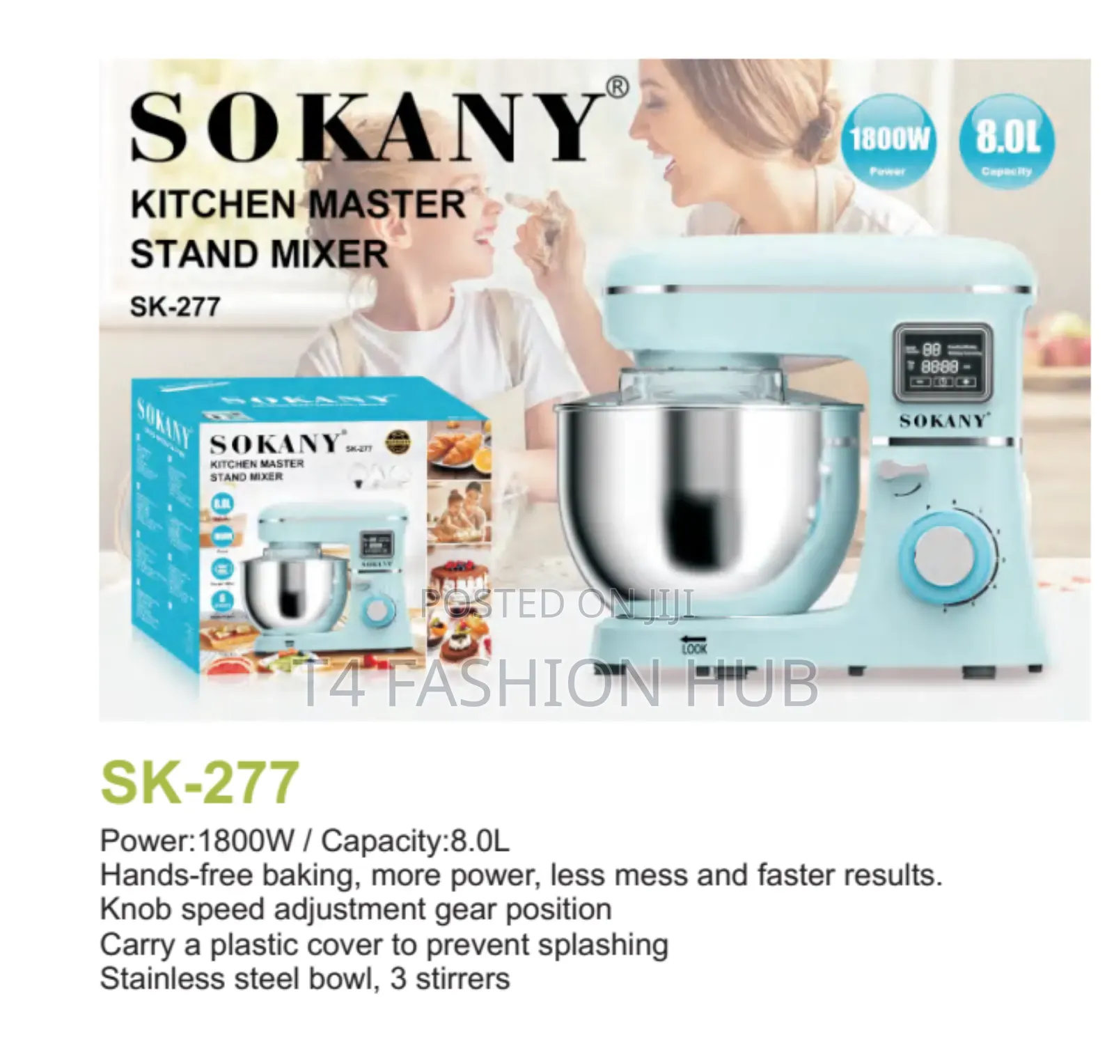 Sokany Kitchen Master 1800w Stand Mixer - 8l