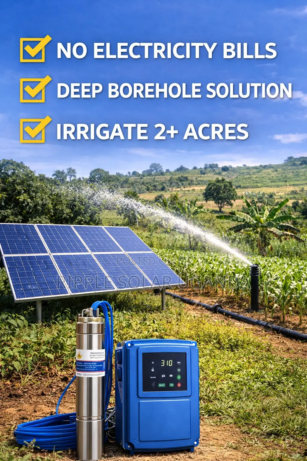 1.5kw Solar Borehole Pump 192v High Pressure Deep Well Irrigation