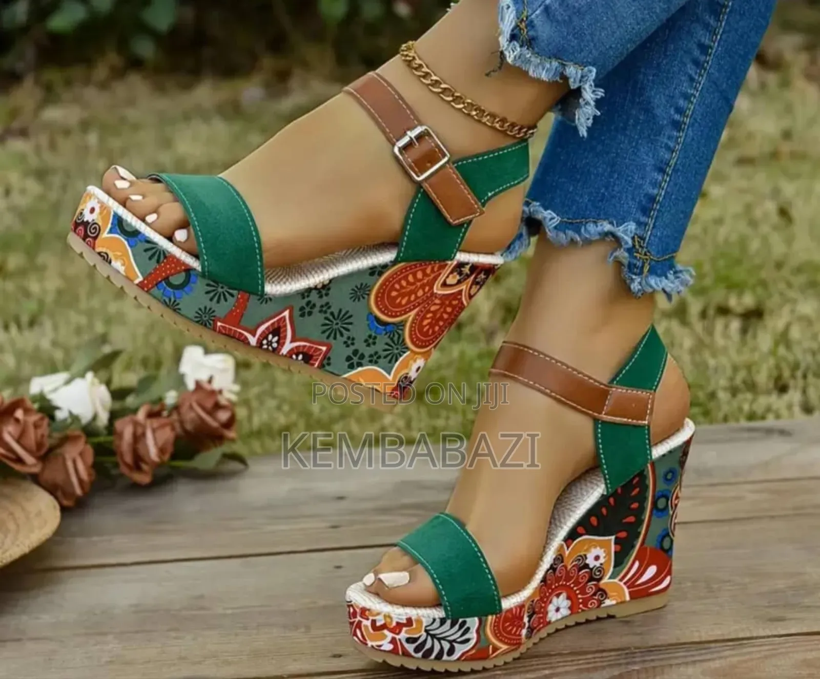 Floral Wedge Sandals Women High Shoes