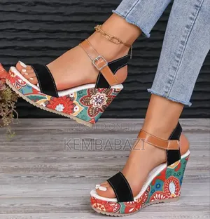Floral Wedge Sandals Women High Shoes