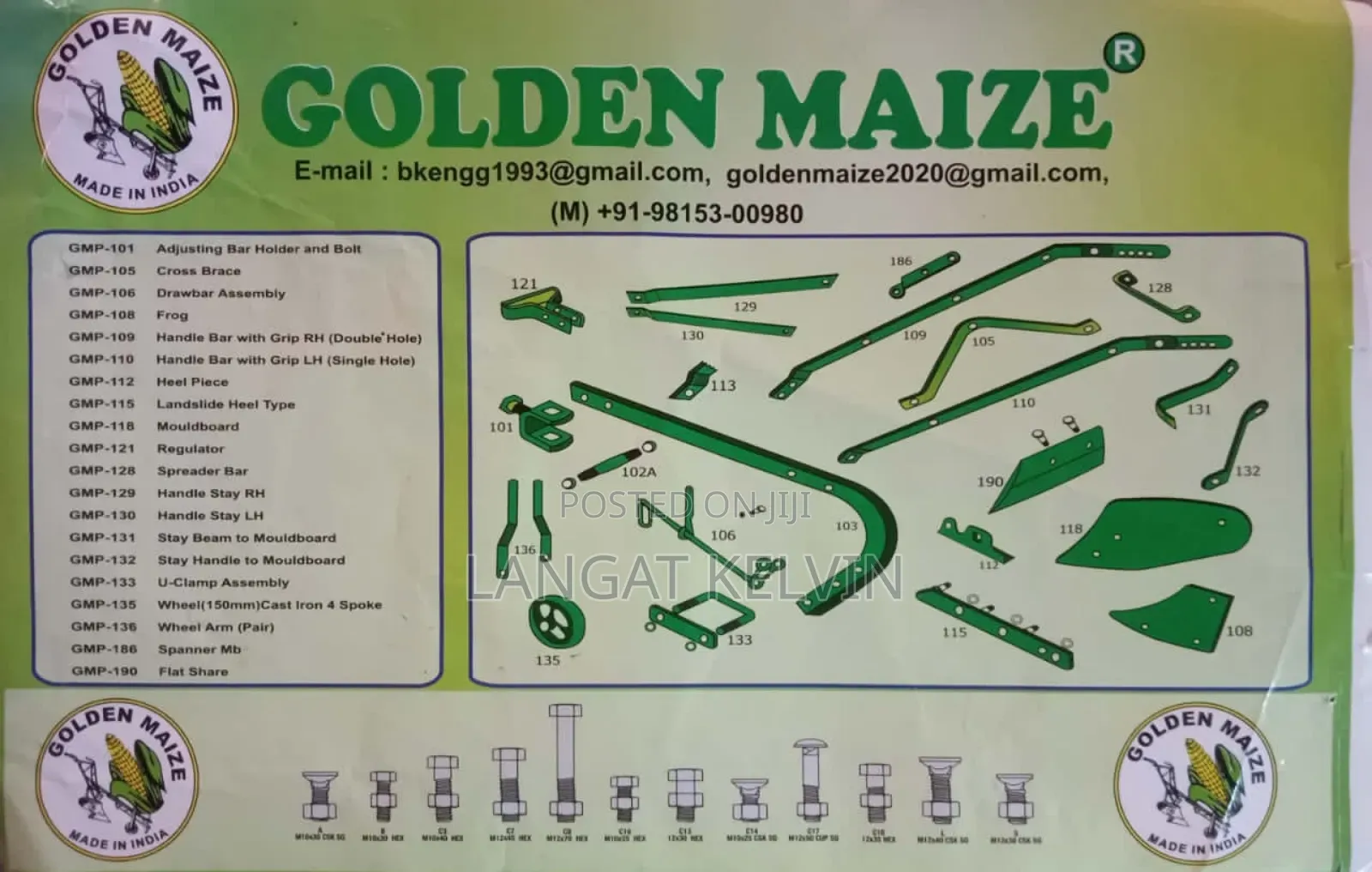 Brand New Golden Maize Ox Ploughs Spare Parts Available!