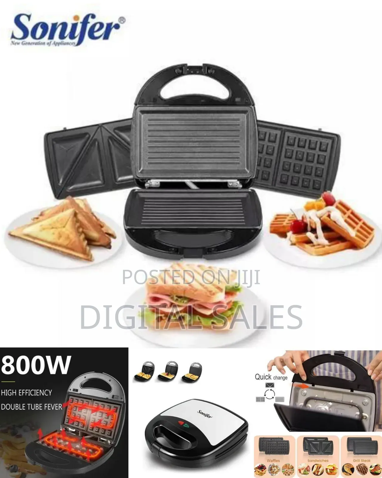 Sonifer Sf-6050 3-in-1 Multi-Functional Sandwich Maker