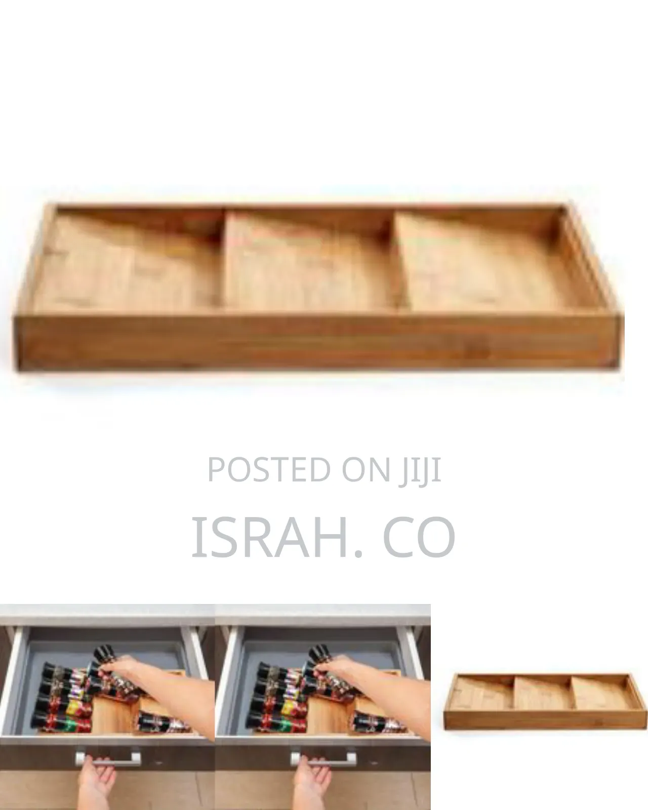 Tiered Bamboo Spice Drawer Organizer And Glass Jar Set - Multicolor##