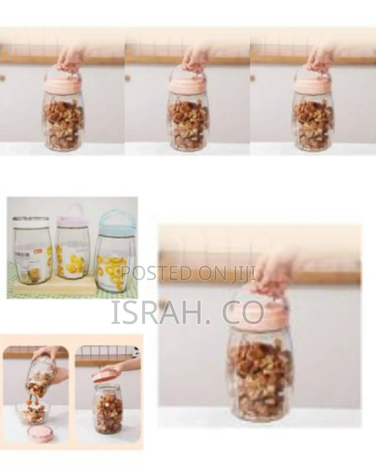 1700ml Kitchen Glass Food Storage Jars - Transparent