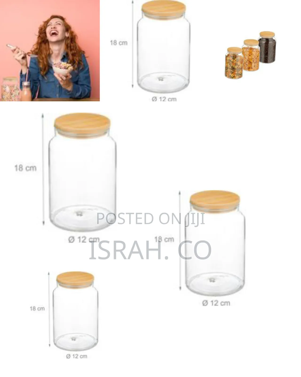 Airtight Glass Food Storage Canisters With Natural Wooden Lids (Set