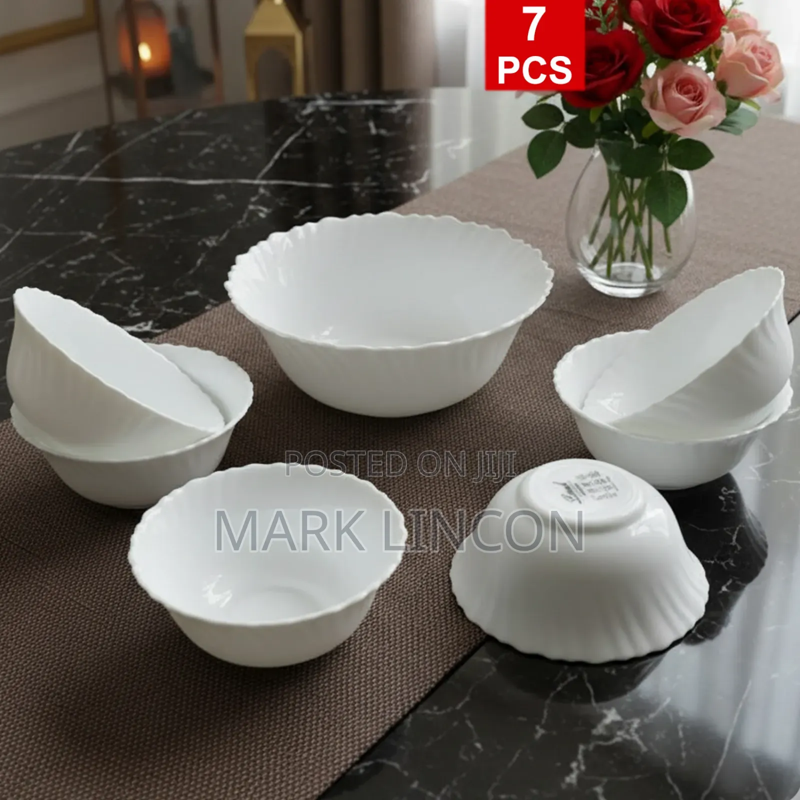 Luminarc Feston White Opal Glass Serving Bowl