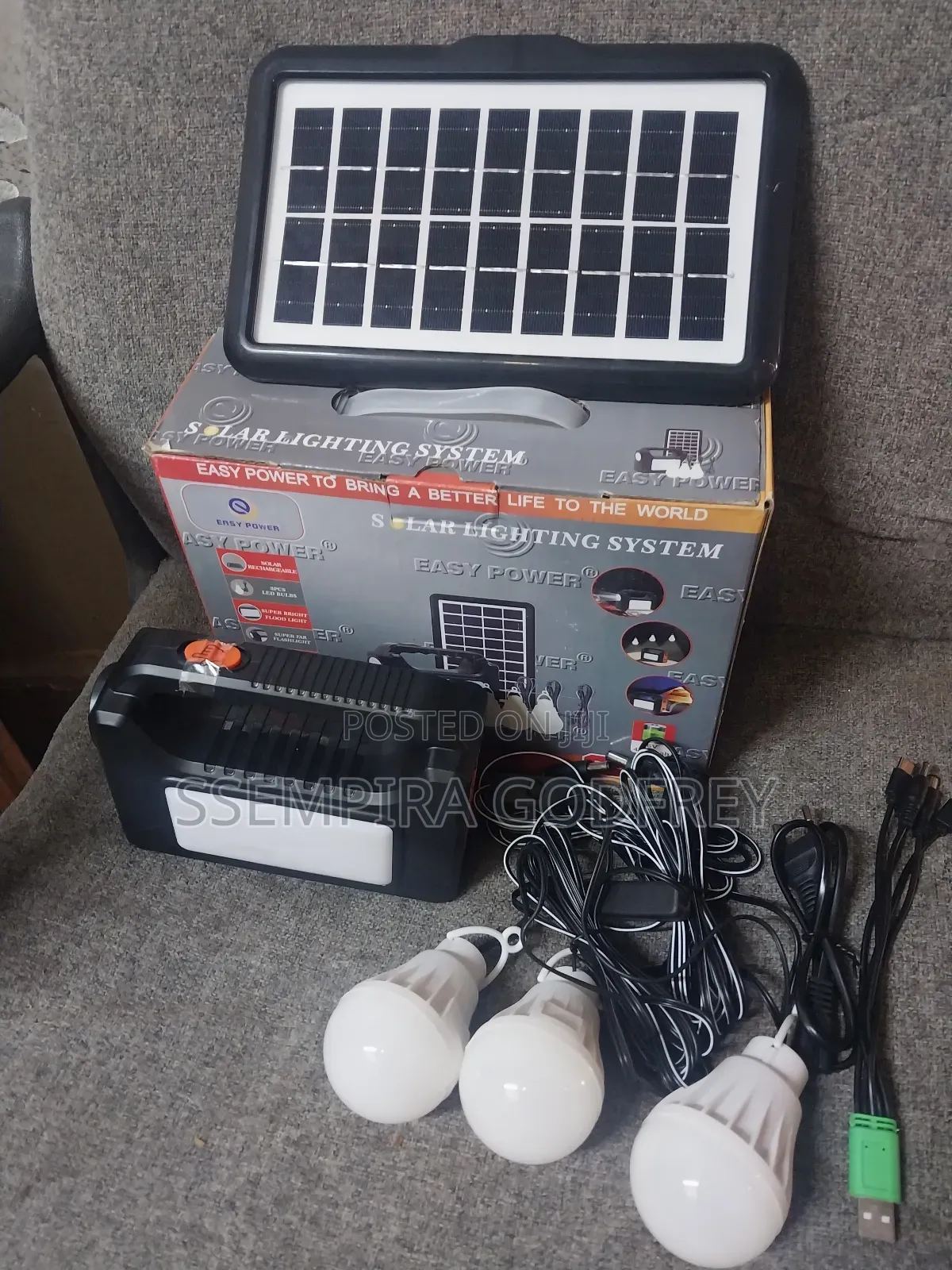 Solar Lightening Kit With 3 Bulbs Charging System 4000amps
